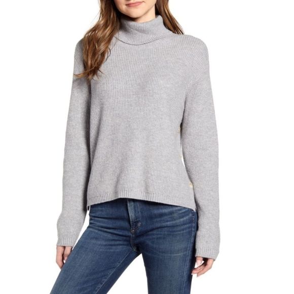 1. State Sweaters - NWT 1. State Side Button Waffle Weave Turtleneck
